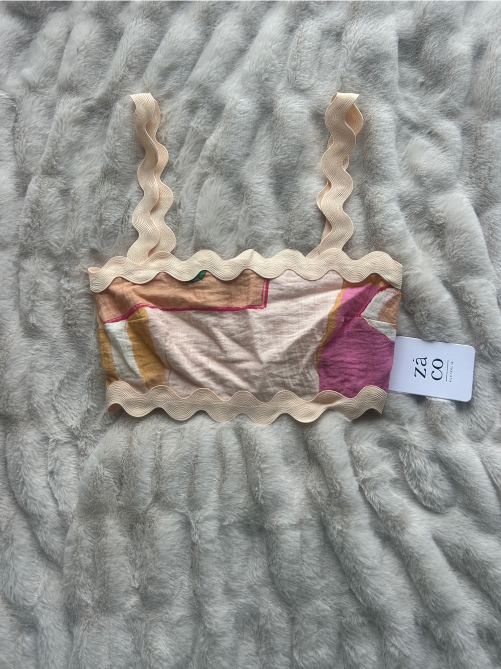 Zaco Scalloped Bandeau Top in Blush with Pink & Mustard